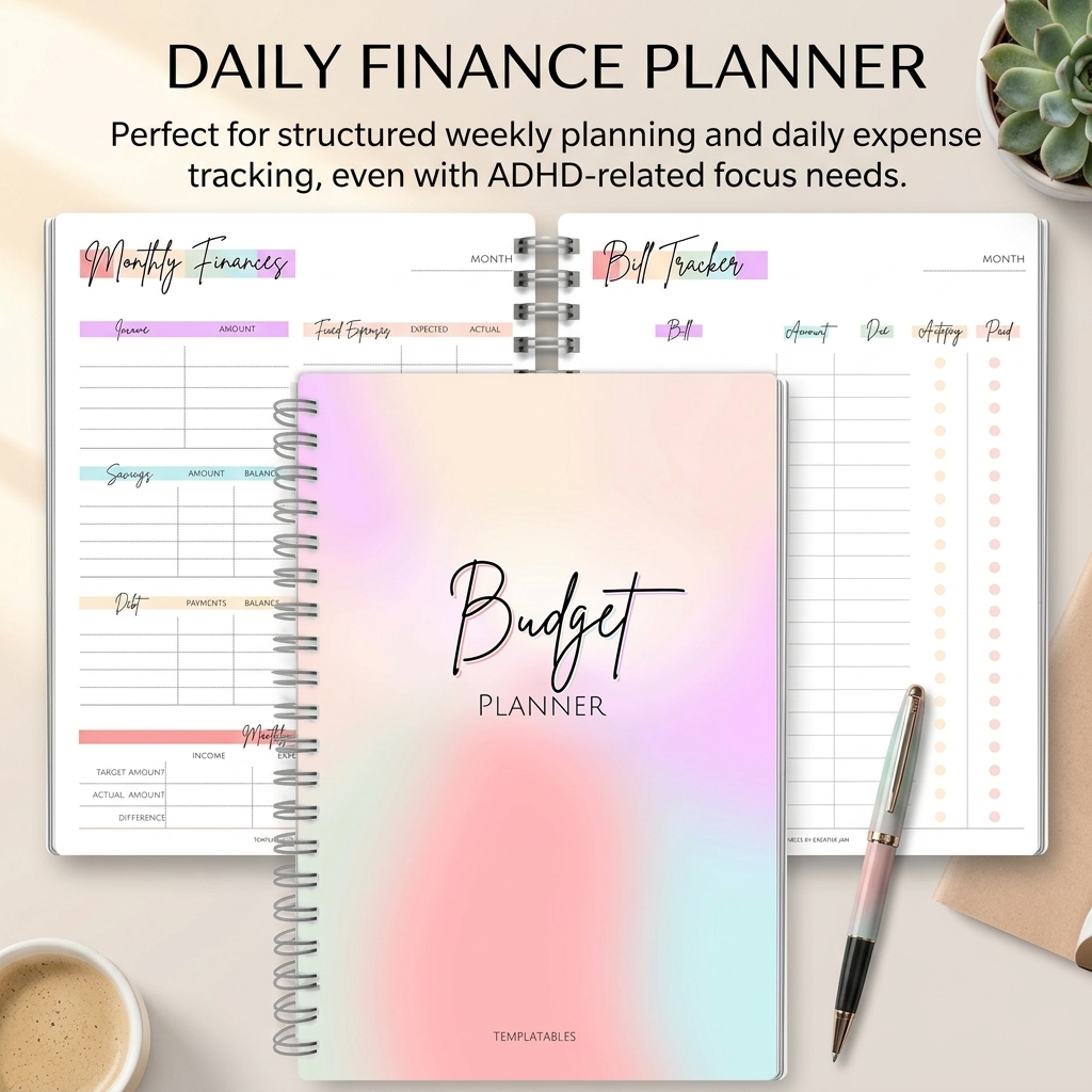 Planner Weekly Budget - Daily Income And Expense Notebook Weekly