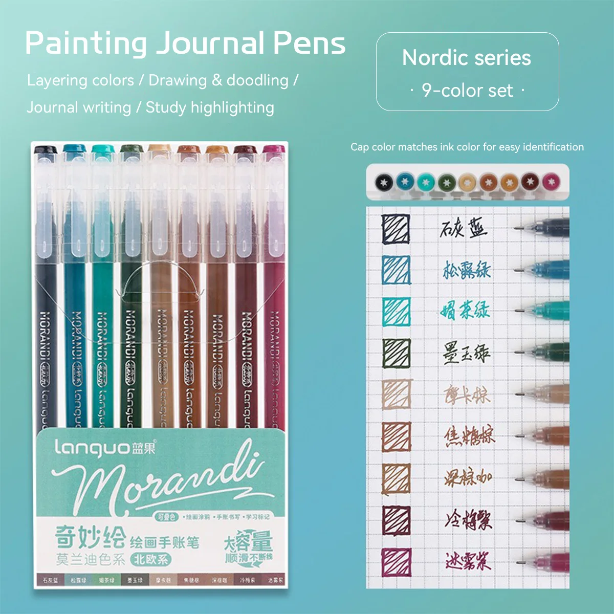 Gel Ink Pen Set - 9pcs Set Morandi Color 0.5mm Gel