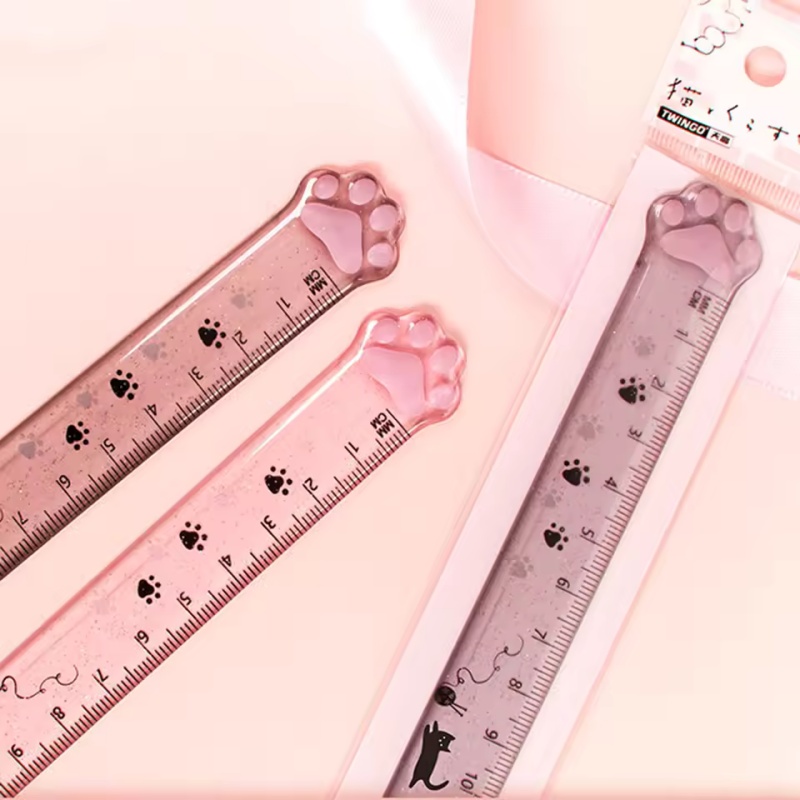 Ruler Set Transparent - 1Pcs Cat Paw Design Ruler Measuring