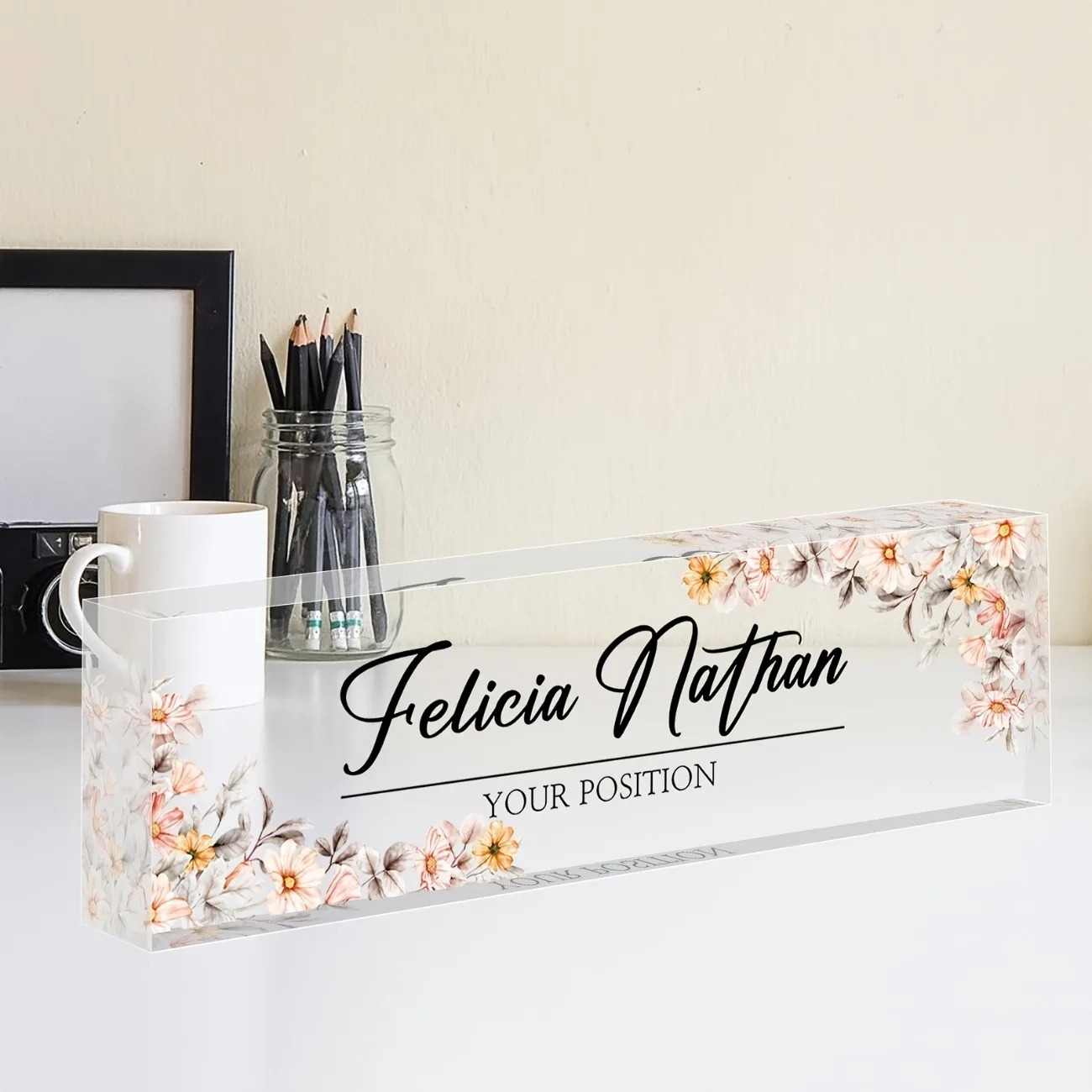 Desk Name Plate - [2D Flat] Custom Acrylic Desk Nameplate