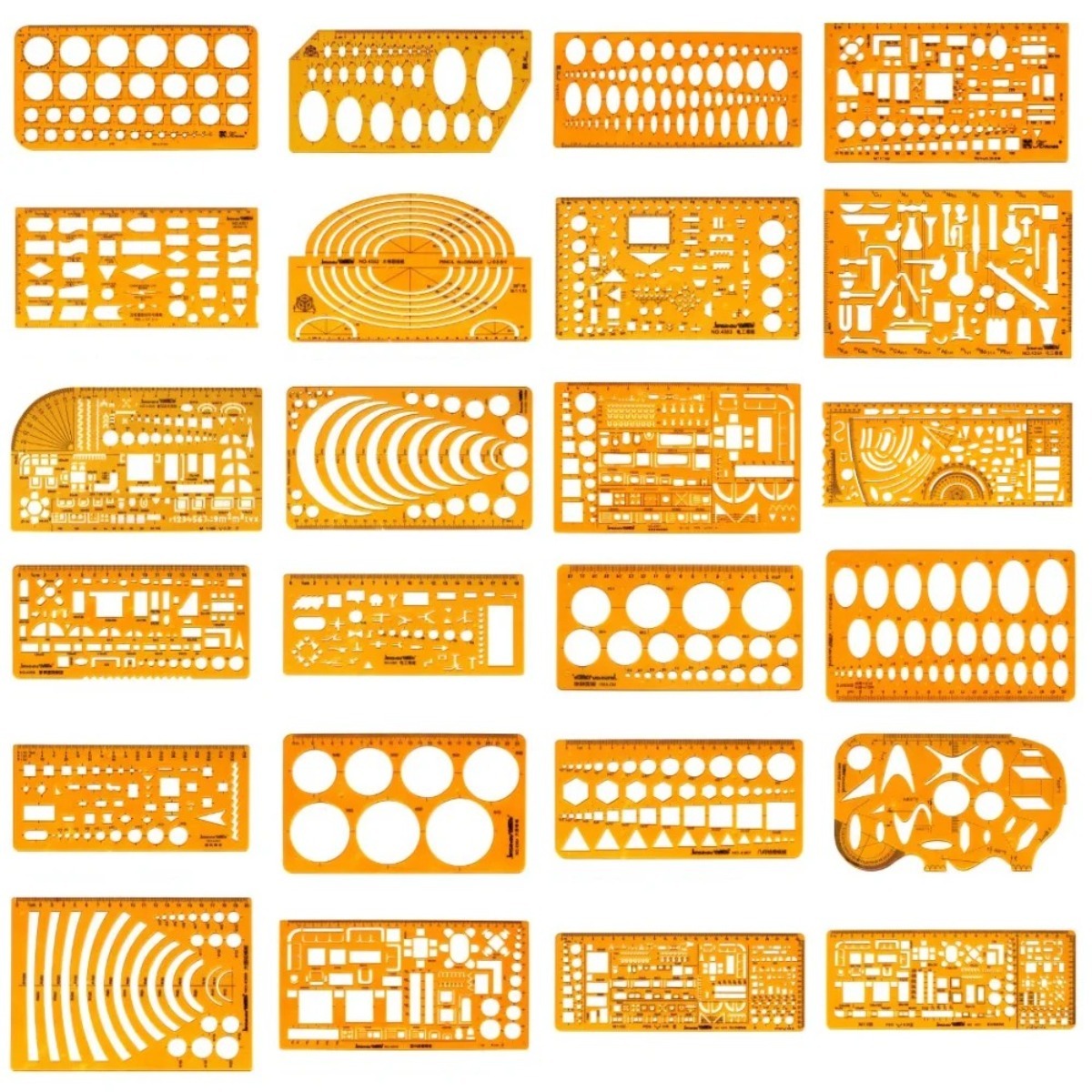 Ruler Set Transparent - Geometric Drawing Template Set With Measuring