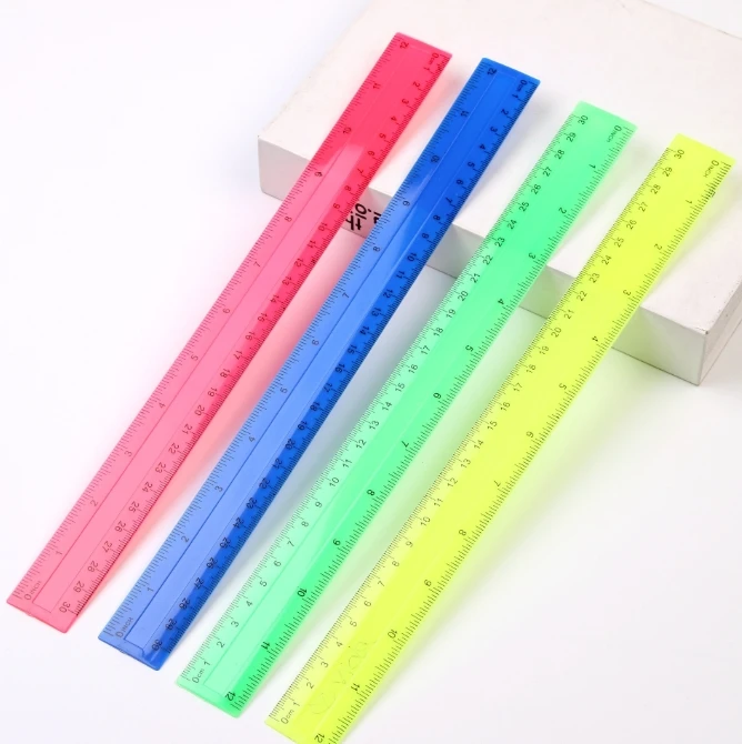Ruler Set Transparent - 4Pcs/Pack Colorful Transparent Plastic Straight Rulers