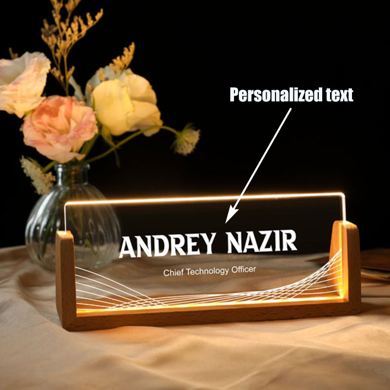 Desk Name Plate - Customizable Personalized Lighted Acrylic Desk Name