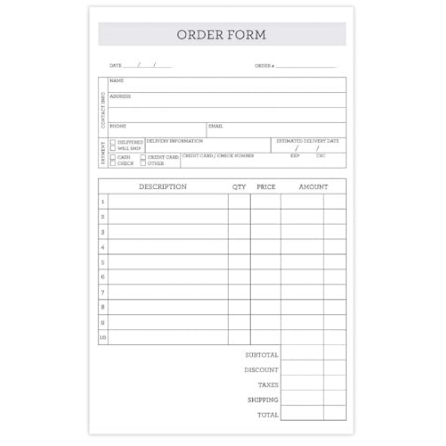 Carbon Copy Book - Simply Classic 2-Part Carbonless Order Form