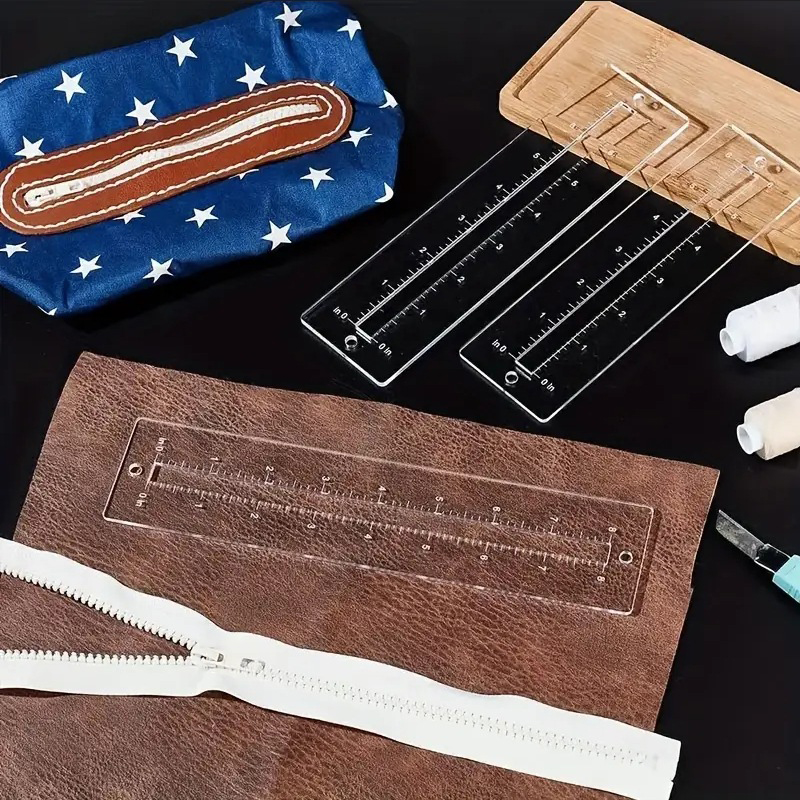 Ruler Set Transparent - [YU]3pcs Acrylic Zipper Template Set Transparent