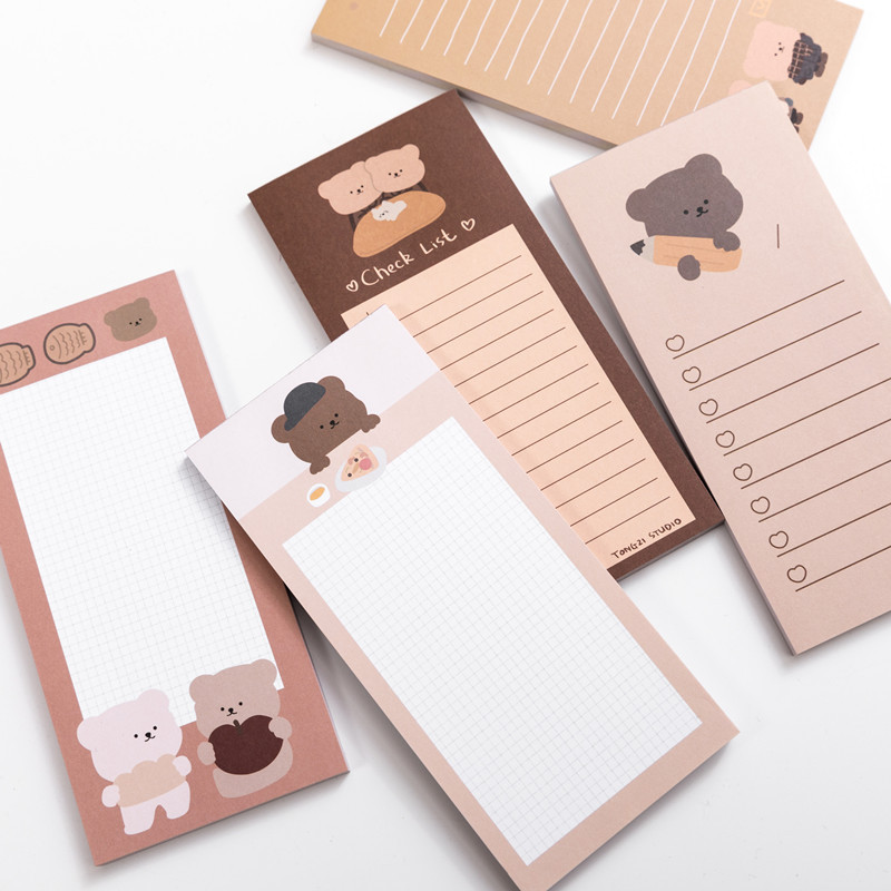 Office Stationery Supply List - Kawaii Cute Korean Cookie Bear Notepad