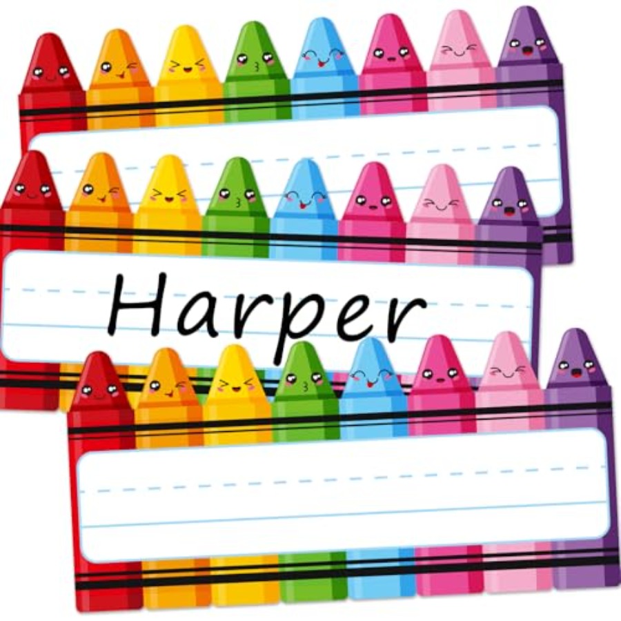 Desk Name Plate - 60Pcs s Name Tags Cartoon Expression