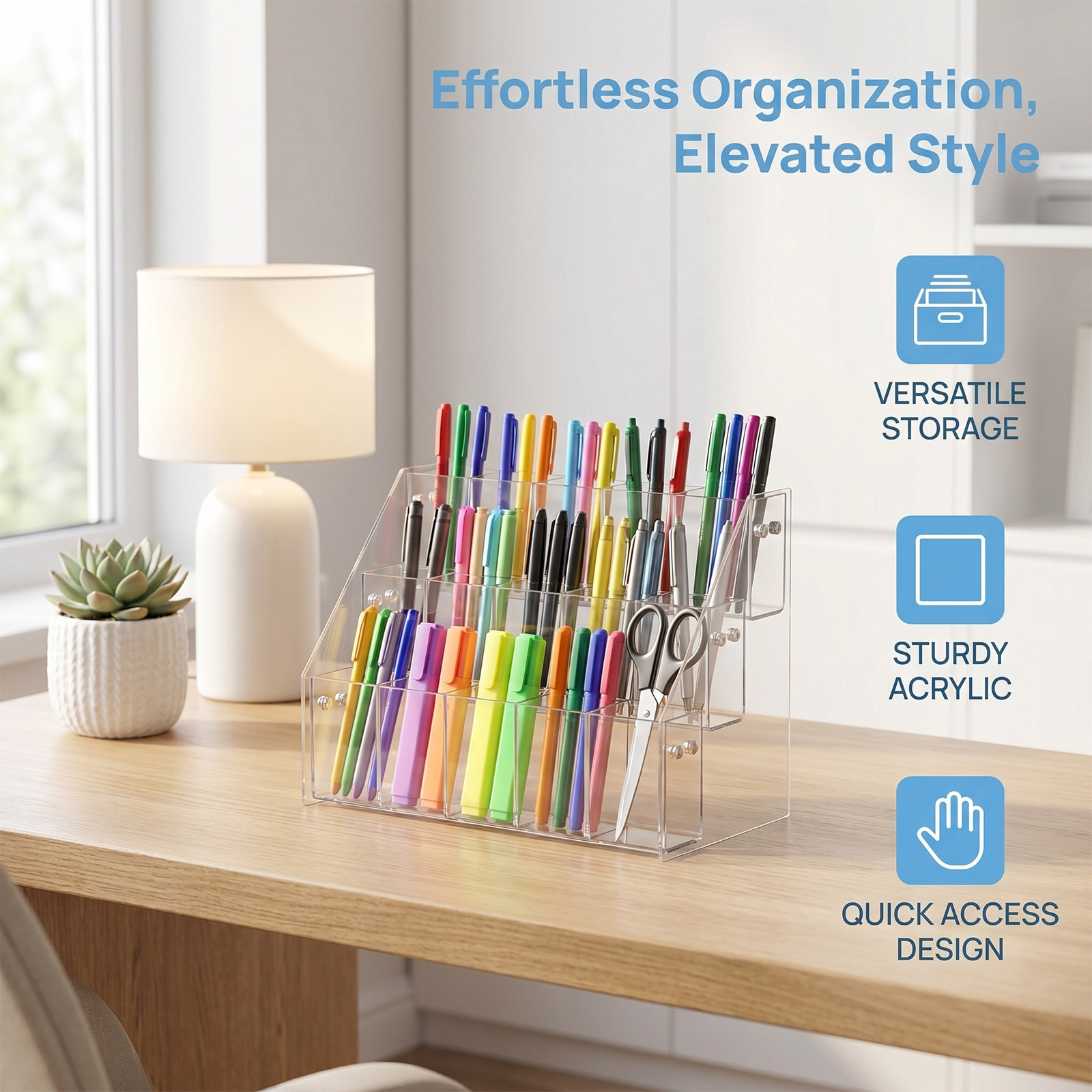 Modern Clear Acrylic Pen Holde - Stationery Office And School Supply Stores review and price