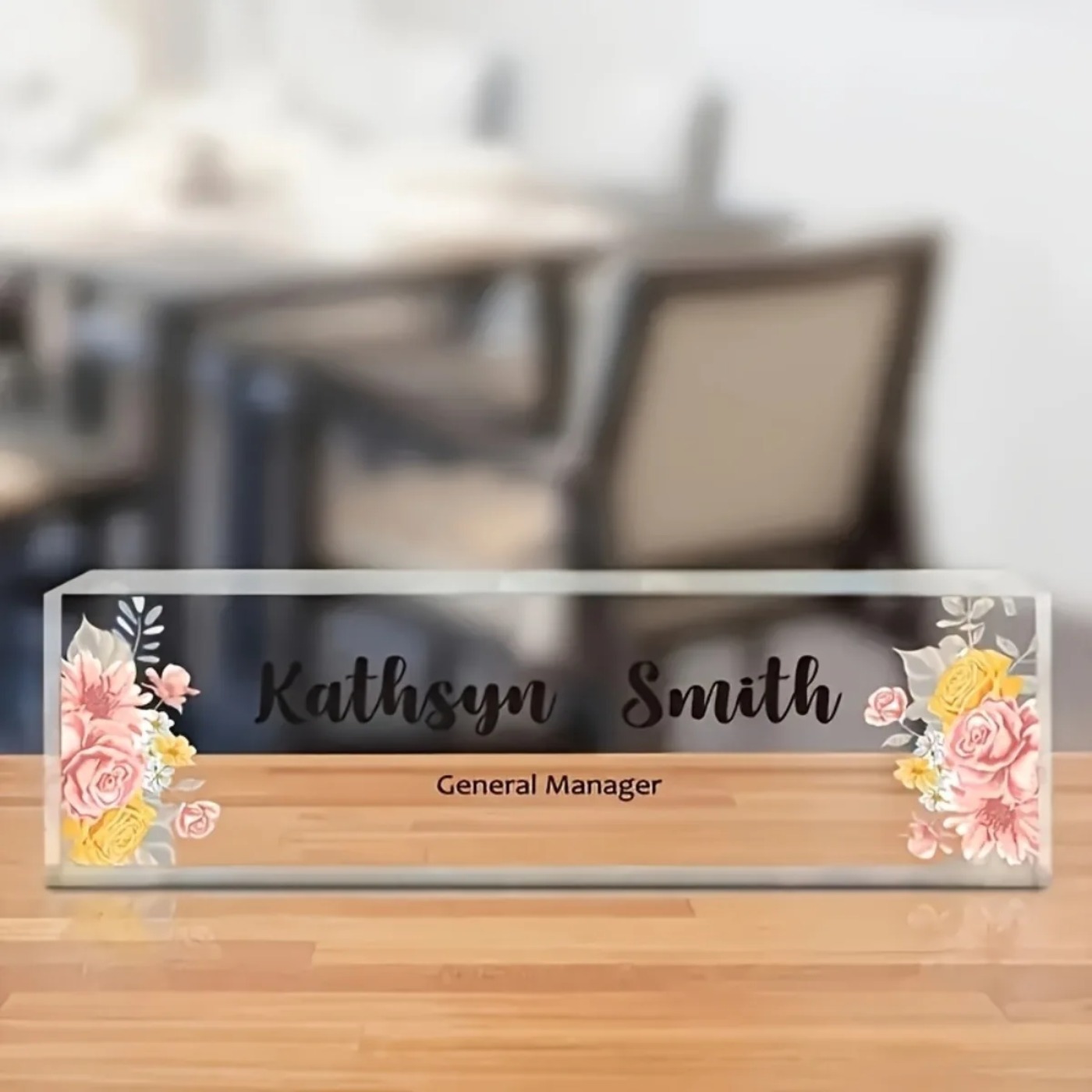 1PC 2D Flat Elegant Floral Acr - Desk Name Plate review and price