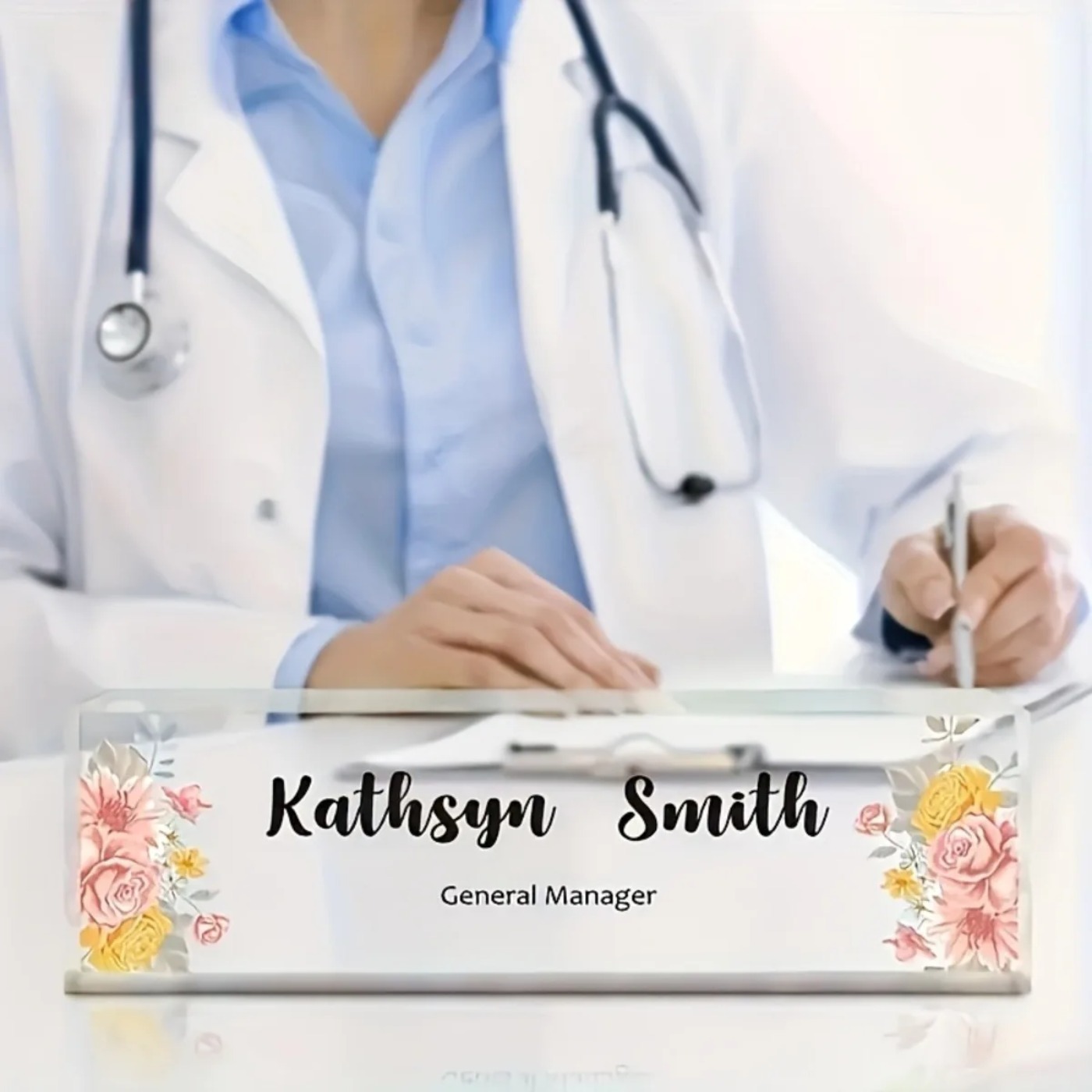 1PC 2D Flat Elegant Floral Acr - Desk Name Plate review and price