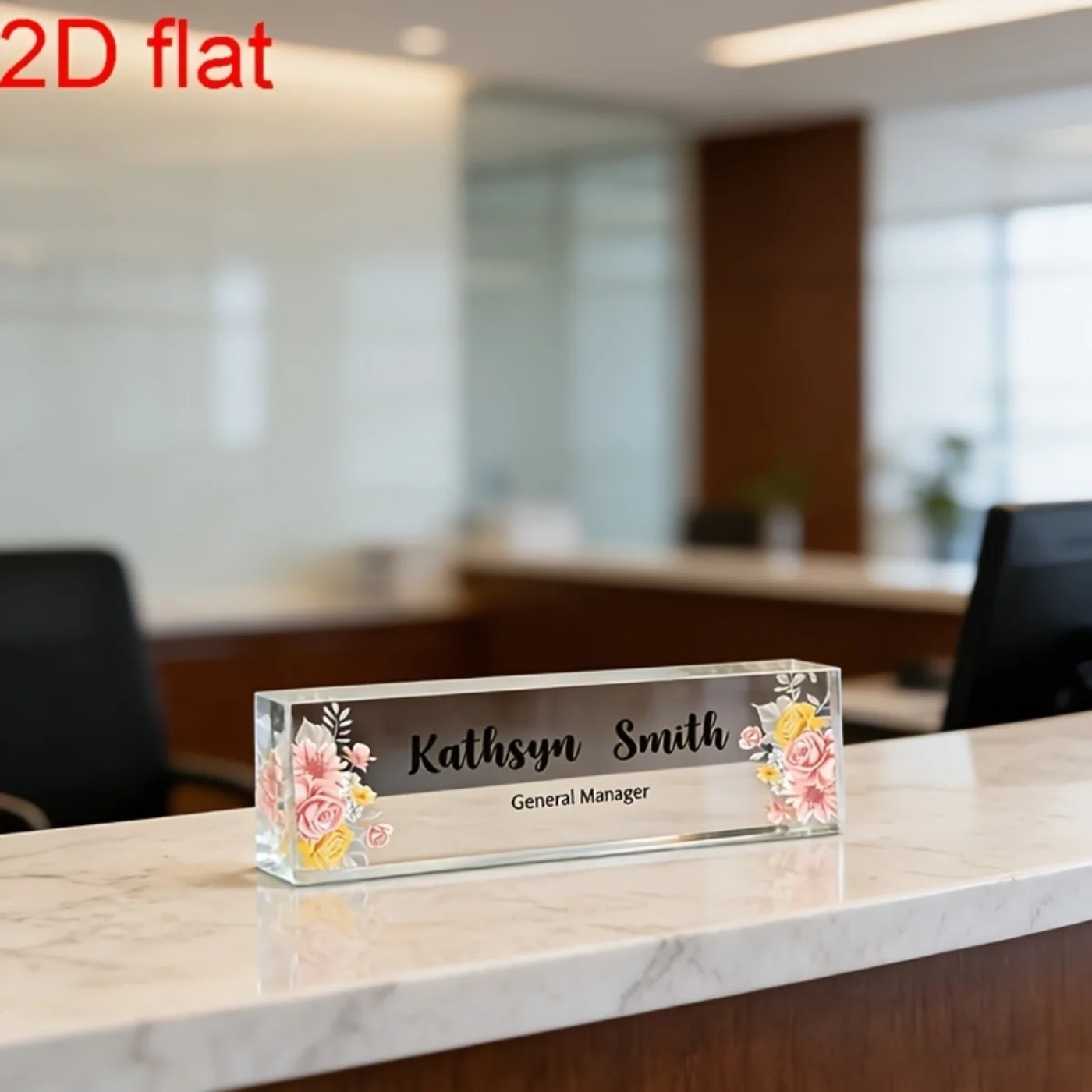 1PC 2D Flat Elegant Floral Acr - Desk Name Plate review and price