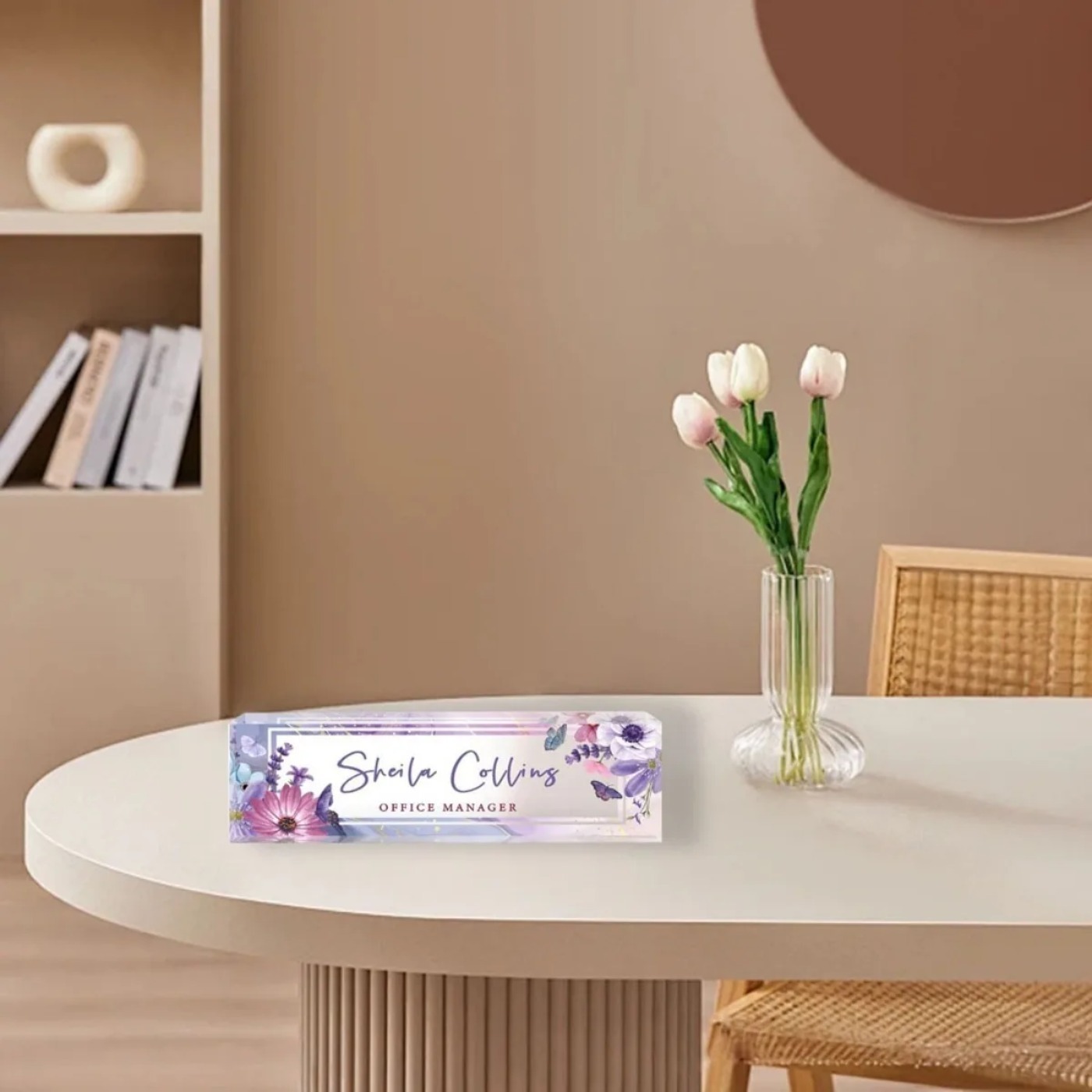 [2D Flat] Purple Flower Custom - Desk Name Plate review and price