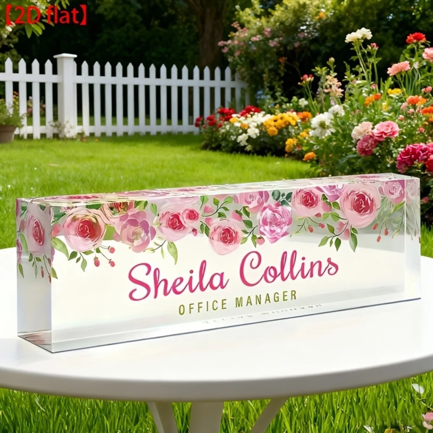 [2D Flat] Minimalist Floral Ac - Desk Name Plate review and price