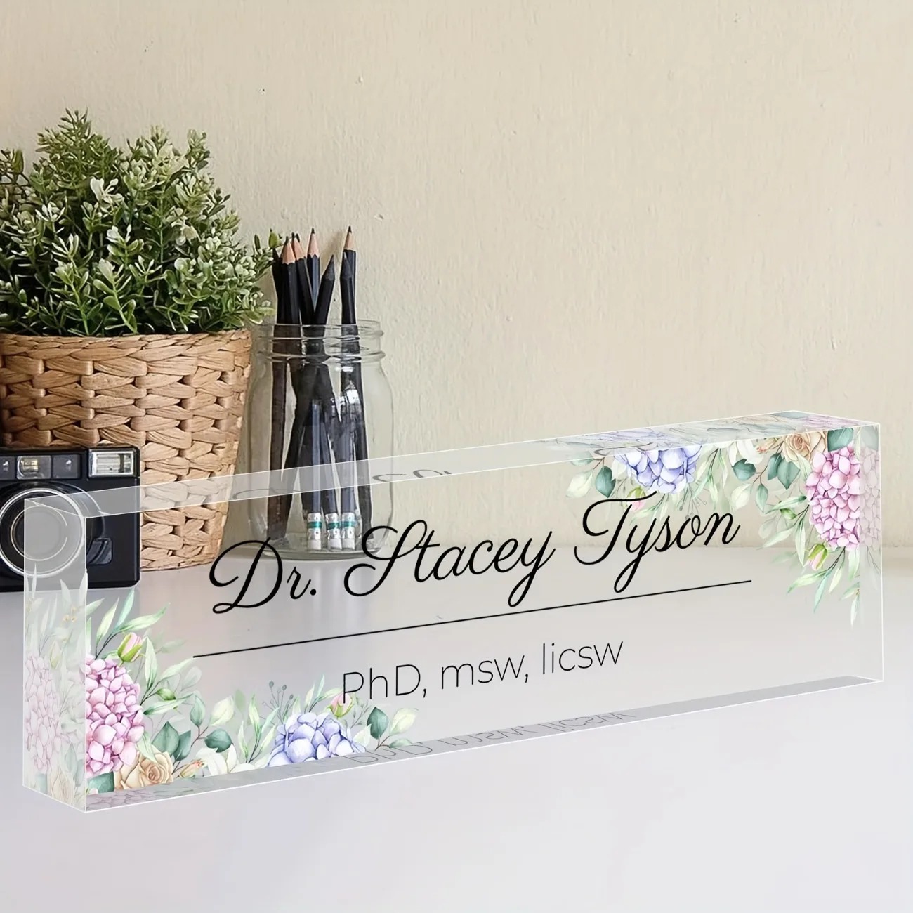 2D Flat Transparent Acrylic Te - Desk Name Plate review and price