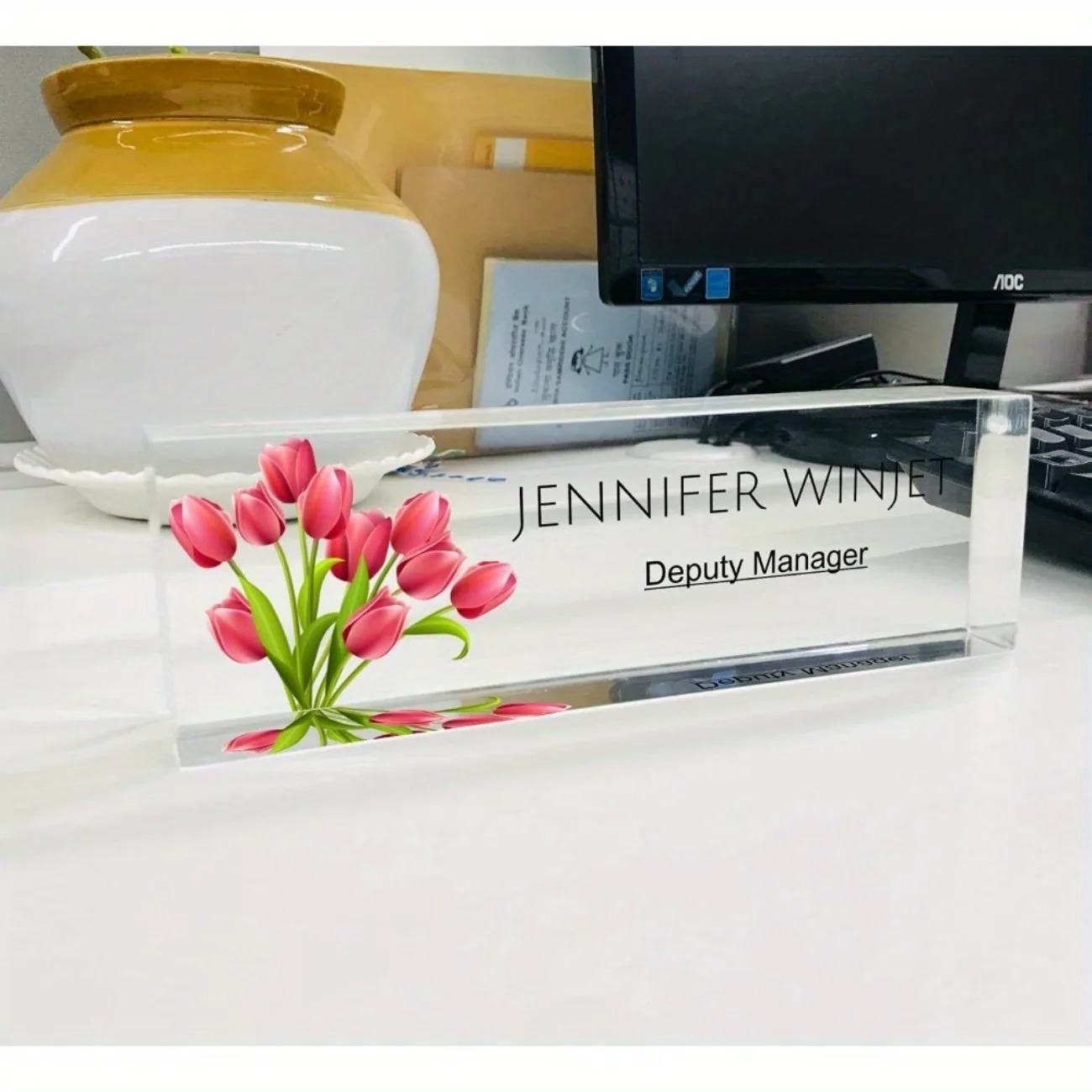 Personalized 2D Flat Acrylic D - Desk Name Plate review and price
